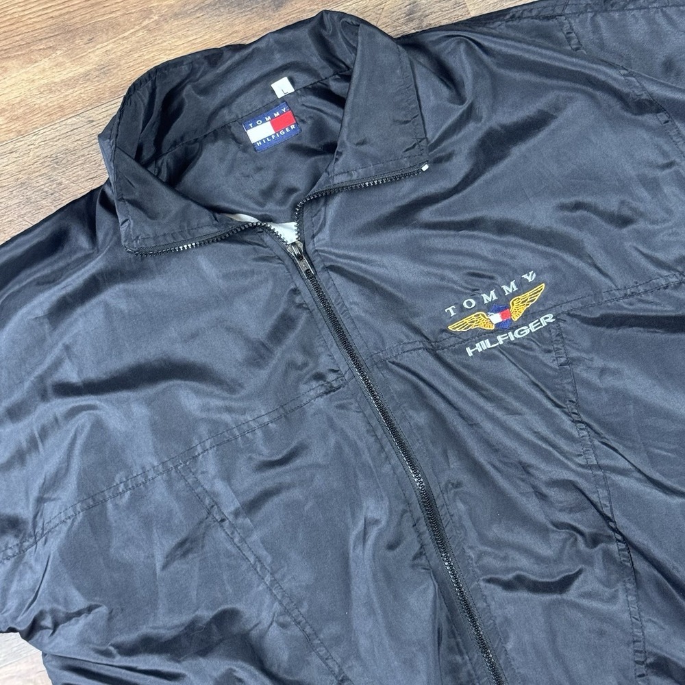 VTG 90s TOMMY HILFIGER Wing STADIUM Jacket LINED Men's Large